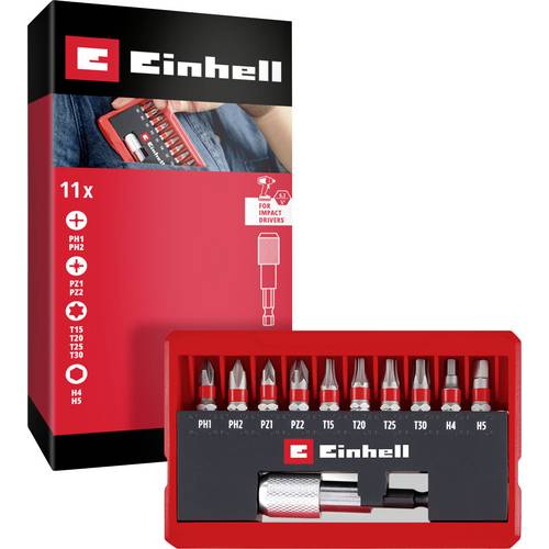 Einhell Bit Taschenbox 11tlg 118663 Bit-Set PH, PZ, Innen-Sechskant, TX inkl. Bithalter