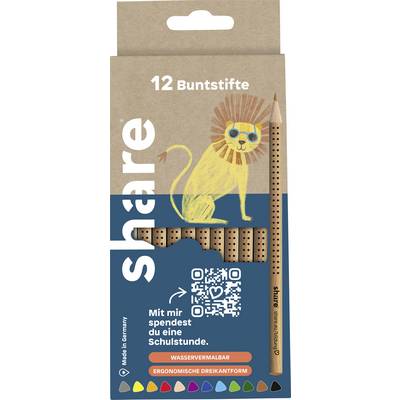 share Buntstift dreikant 4-0022-12 Schwarz, Rot, Blau, Grün, Gelb, Orange, Braun, Violett, Hellblau, Dunkelgrau, Beige 1-0