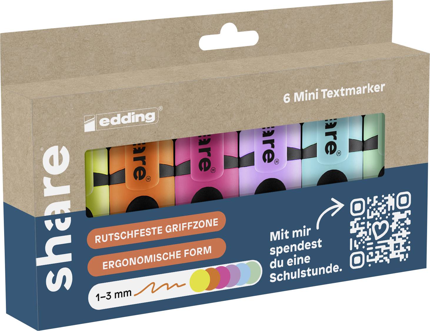 share Textmarker 4-0021-6-1000 Neongelb, Neonorange, Neonpink, Pastell-Violett, Pastell-Blau, Pastell-Grün 1 mm, 3 mm 1 ...