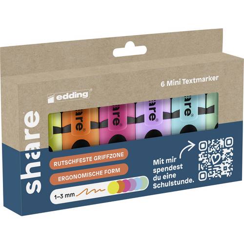 share Textmarker 4-0021-6-1000 Neongelb, Neonorange, Neonpink, Pastell-Violett, Pastell-Blau, Pastell-Grün 1 mm, 3 mm 1 ...