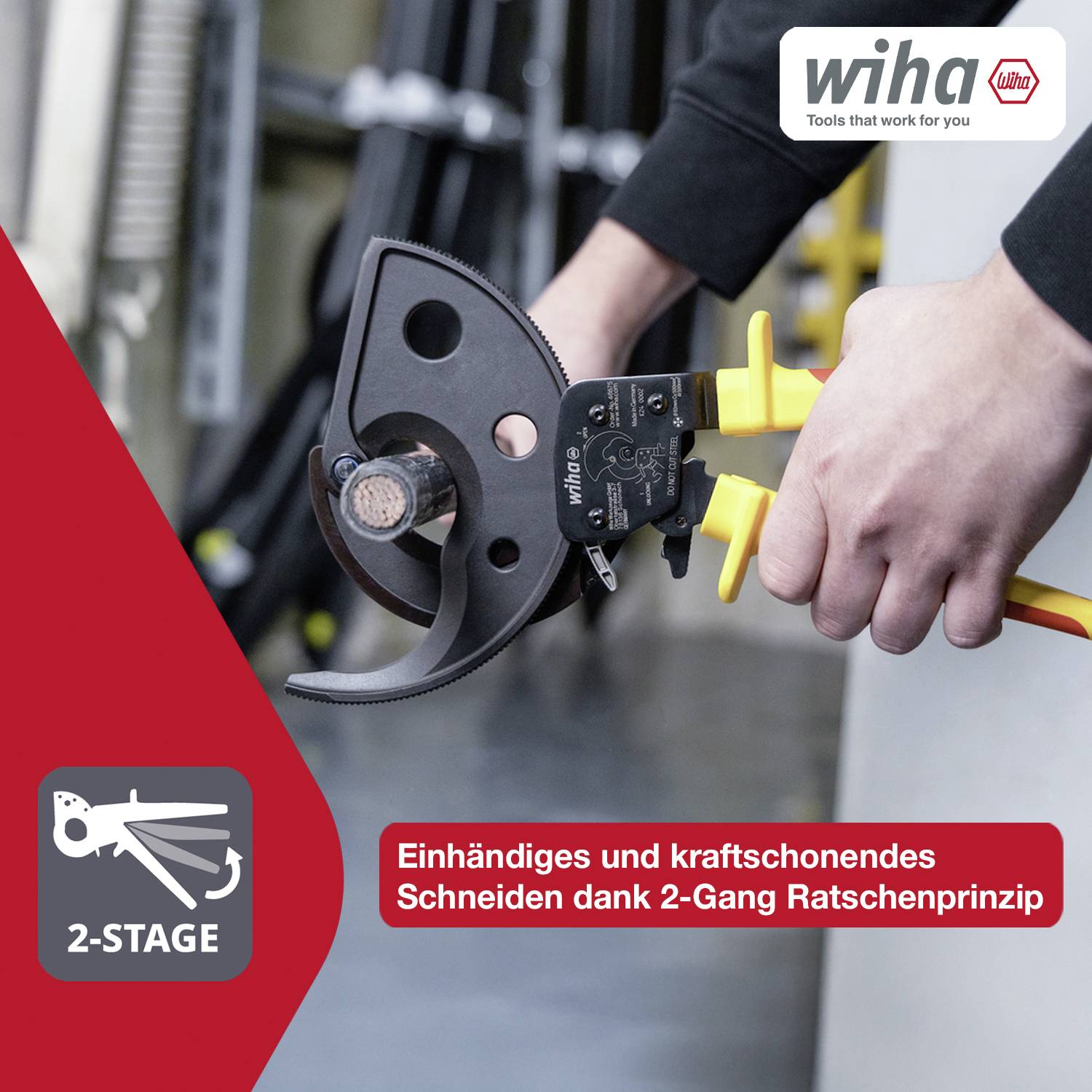 Wiha 46675 Kabelschneider Geeignet für (Abisoliertechnik) Alu- und Kupferkabel, ein- und mehrdrähtig 62 mm 500 mm²-17