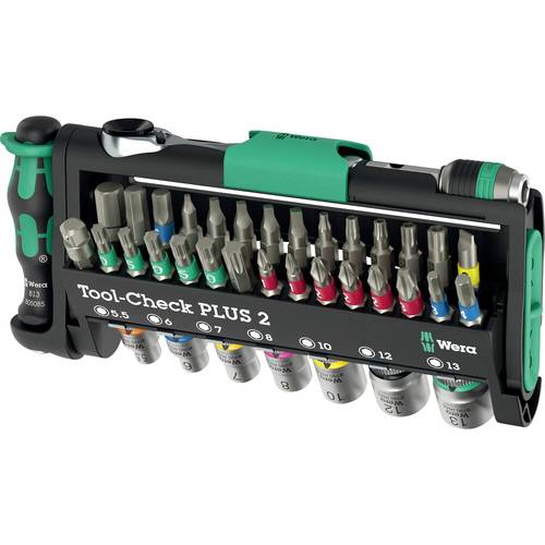 Wera Tool-Check PLUS 2 05049056001 Bit-Set Kreuzschlitz Phillips, TORX, TORX BO, Schlitz, Innen-Sechskant, Innen-Vierkan...