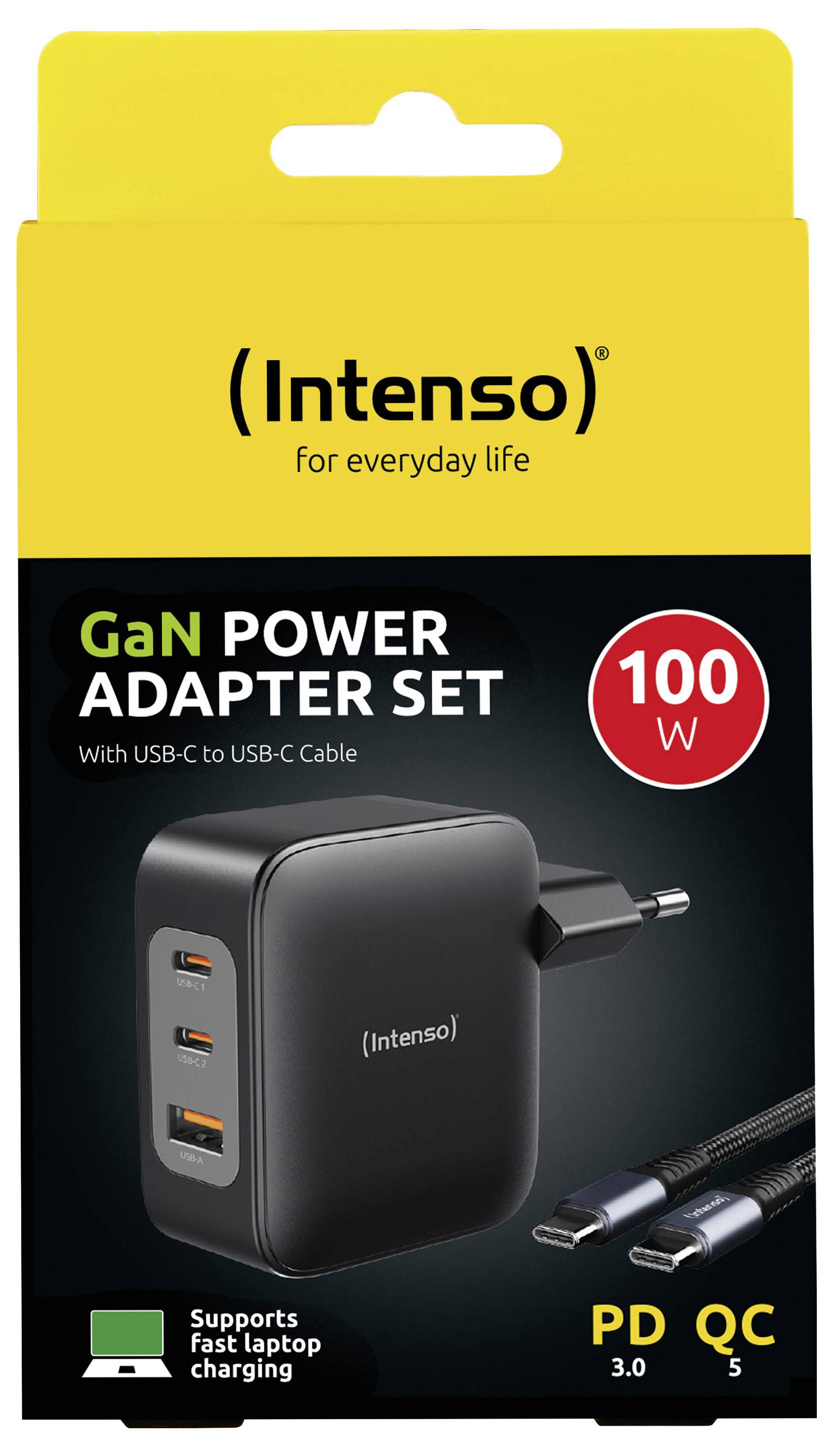 Intenso W100ACC+C520C black USB Ladegerät 100 W 2x USB-C®, 1x USB-A Schwarz-1