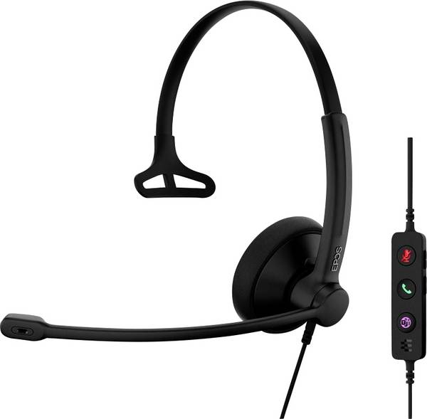 EPOS IMPACT 100 MS  On Ear Headset kabelgebunden Mono Schwarz Noise Cancelling Headset, Mikrofon-Stummschaltung, Lautstärkeregelung, Microsoft Teams-Taste Computer