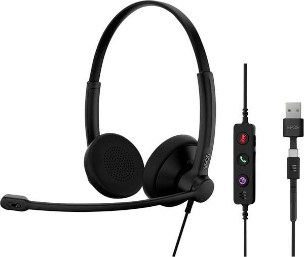 EPOS IMPACT 100 MS  On Ear Headset kabelgebunden Stereo Schwarz Noise Cancelling Headset, Mikrofon-Stummschaltung, Lautstärkeregelung, Microsoft Teams-Taste Computer