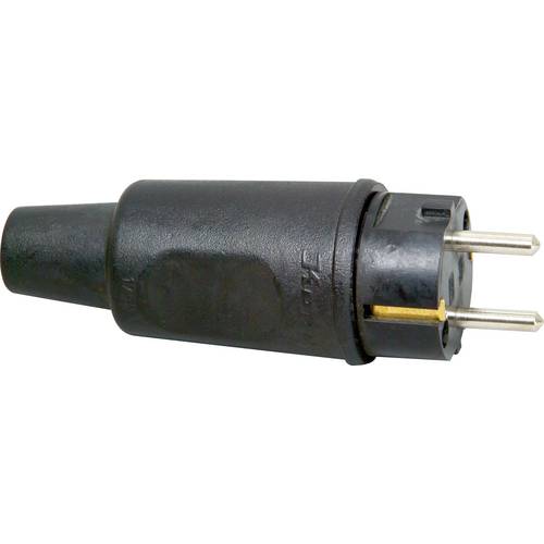 Kopp 179516009 Schutzkontaktstecker PA, Gummi 230 V Schwarz IP44