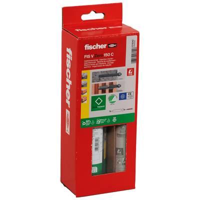 Fischer FIS V Zero 150 C Chemikanker-Set Packung mit Produktabbildungen und Etiketten auf der Vorderseite.