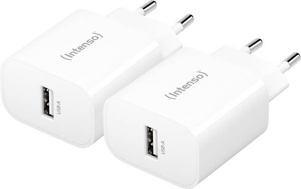 Intenso W5A white double pack USB-C® Adapter 5 W USB-A Weiß Steckdose mit Europa-Adapter