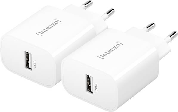 Intenso W5A white double pack USB-C® Adapter 5 W USB-A Weiß Steckdose mit Europa-Adapter