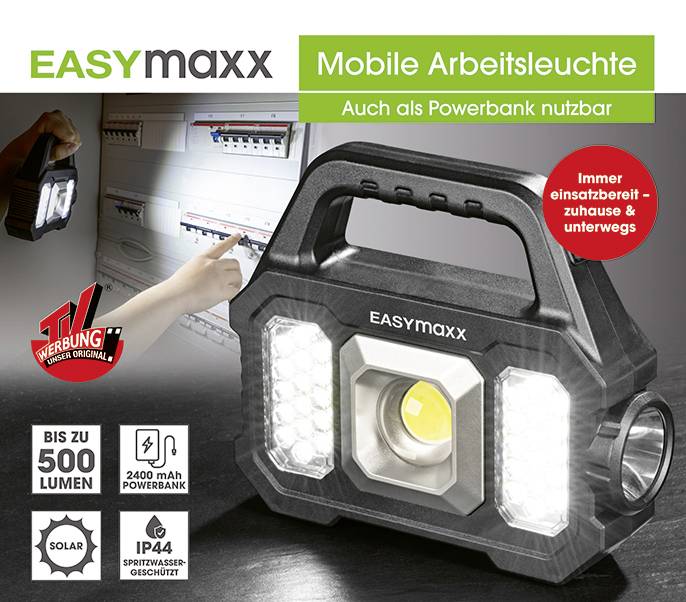 easymaxx 12899 LED, COB LED Arbeitsleuchte akkubetrieben, solarbetrieben-19