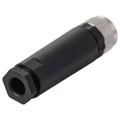 Ein schwarzer und silberner Audio-Klinkenstecker-Adapter, der vor einem weißen Hintergrund gezeigt wird.