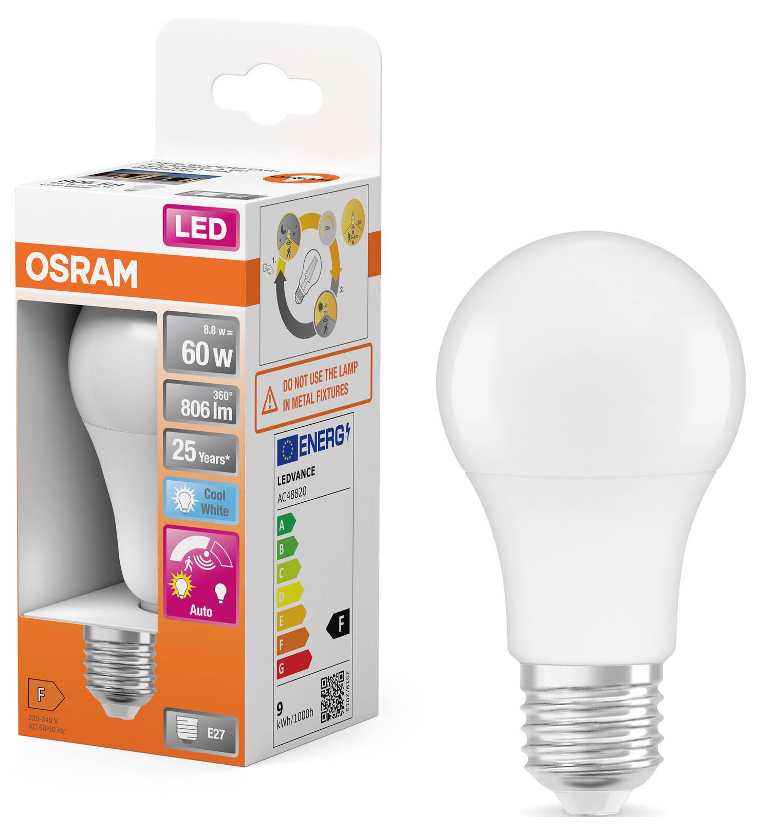 OSRAM HOMELIGHTING 4099854129346 LED EEK F (A - G) E27 8.8 W Kaltweiß 1 St.-1