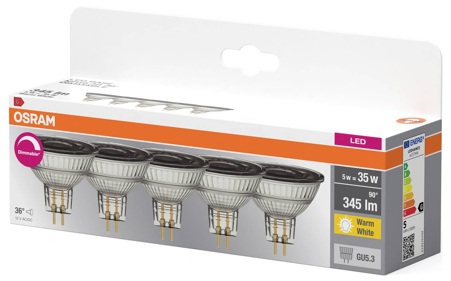 OSRAM HOMELIGHTING 4099854352393 LED-Reflektorlampe EEK G (A - G) GU5.3 5 W Warmweiß 5 St.-2