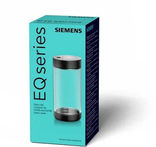 Siemens Glasmilchbehälter für Kaffeevollautomaten EQ500, EQ700 classic und EQ6 plus TZ80008 Milchkännchen Schwarz, Trans-2