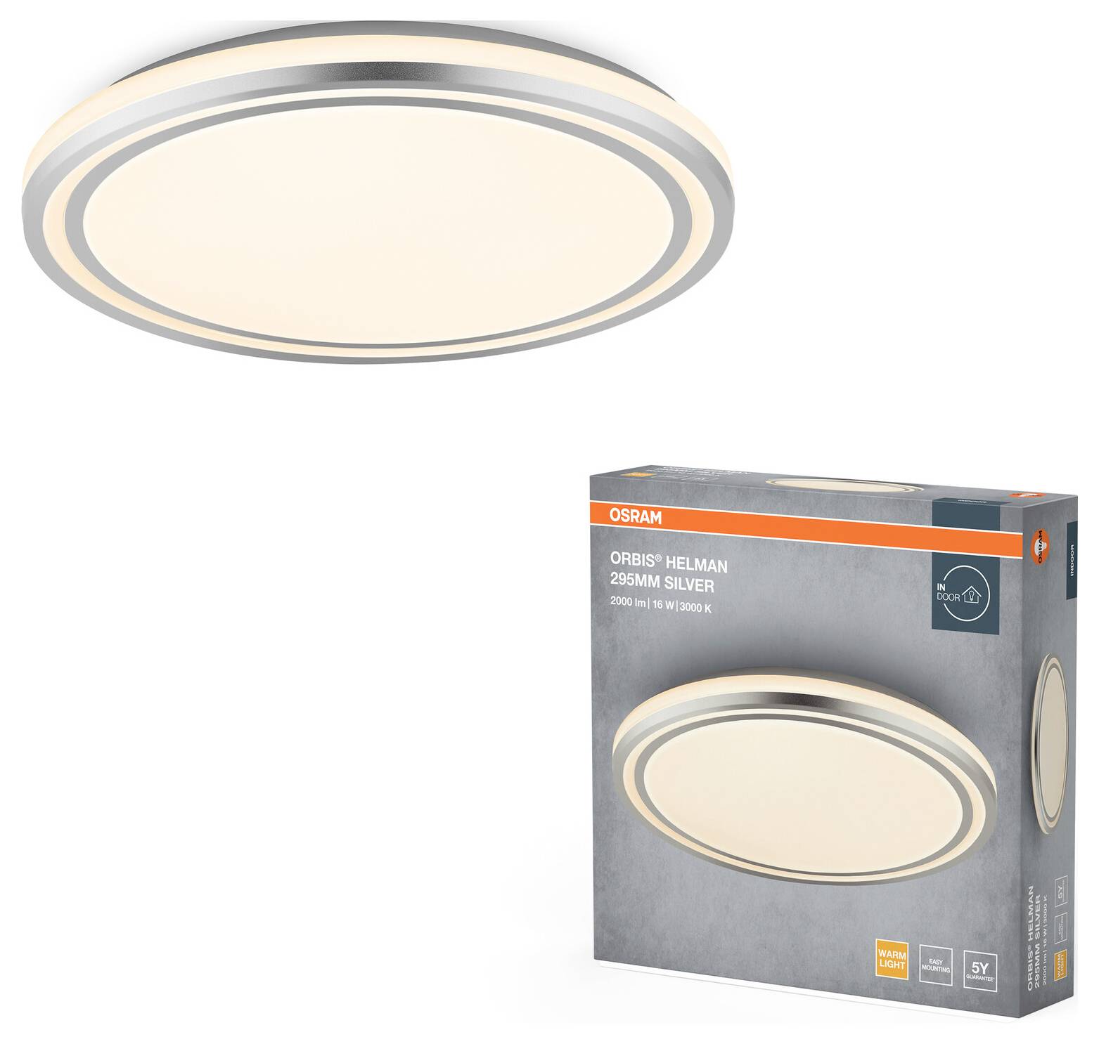 OSRAM HOMELIGHTING 4099854448065 Orbis Helman 295MM 16W 830 White and Silver Deckenleuchte LED 16 W Silber-1