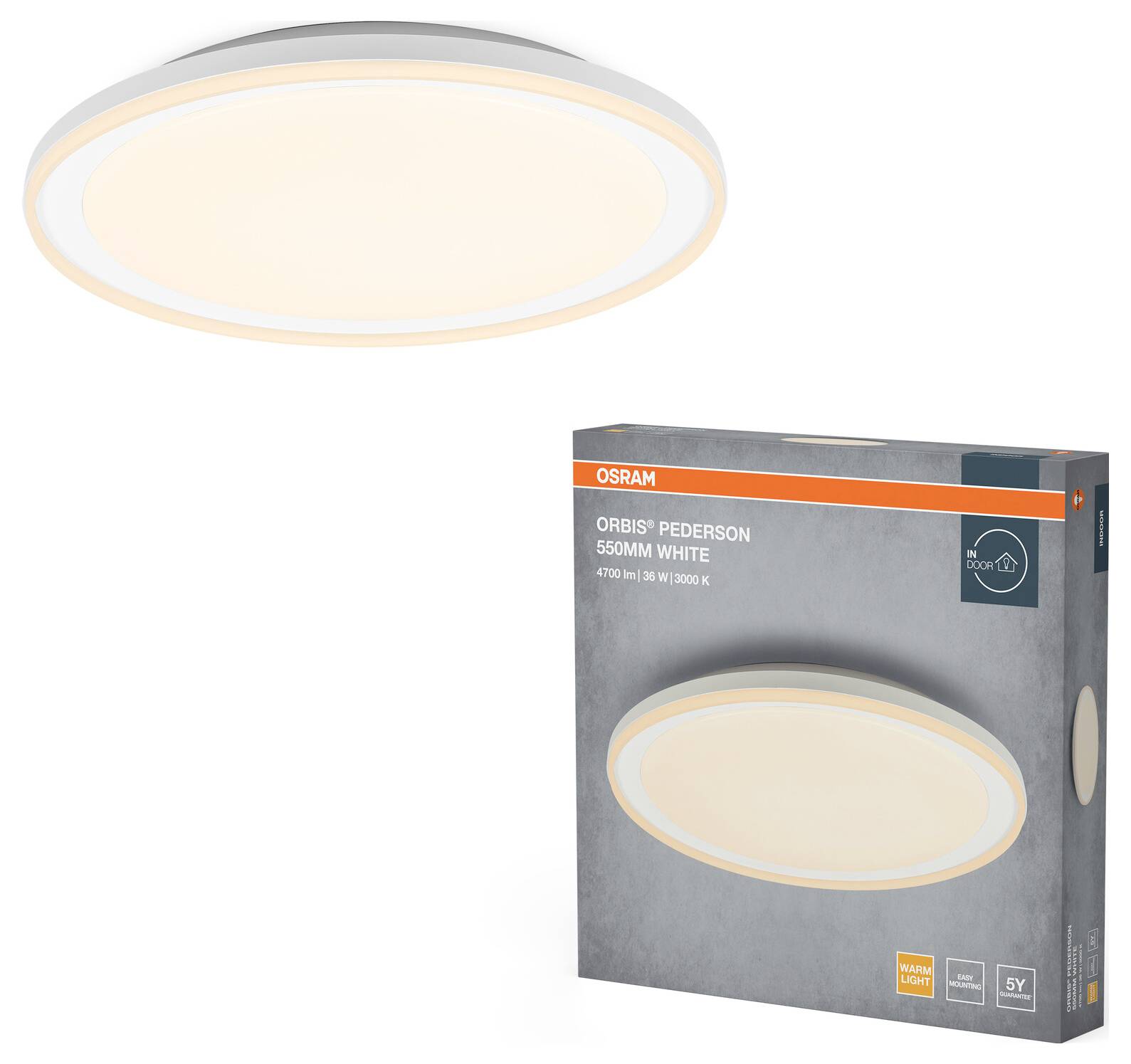 OSRAM HOMELIGHTING 4099854449826 Orbis Pederson 550MM 36W 830 White Deckenleuchte LED 36 W Weiß-1