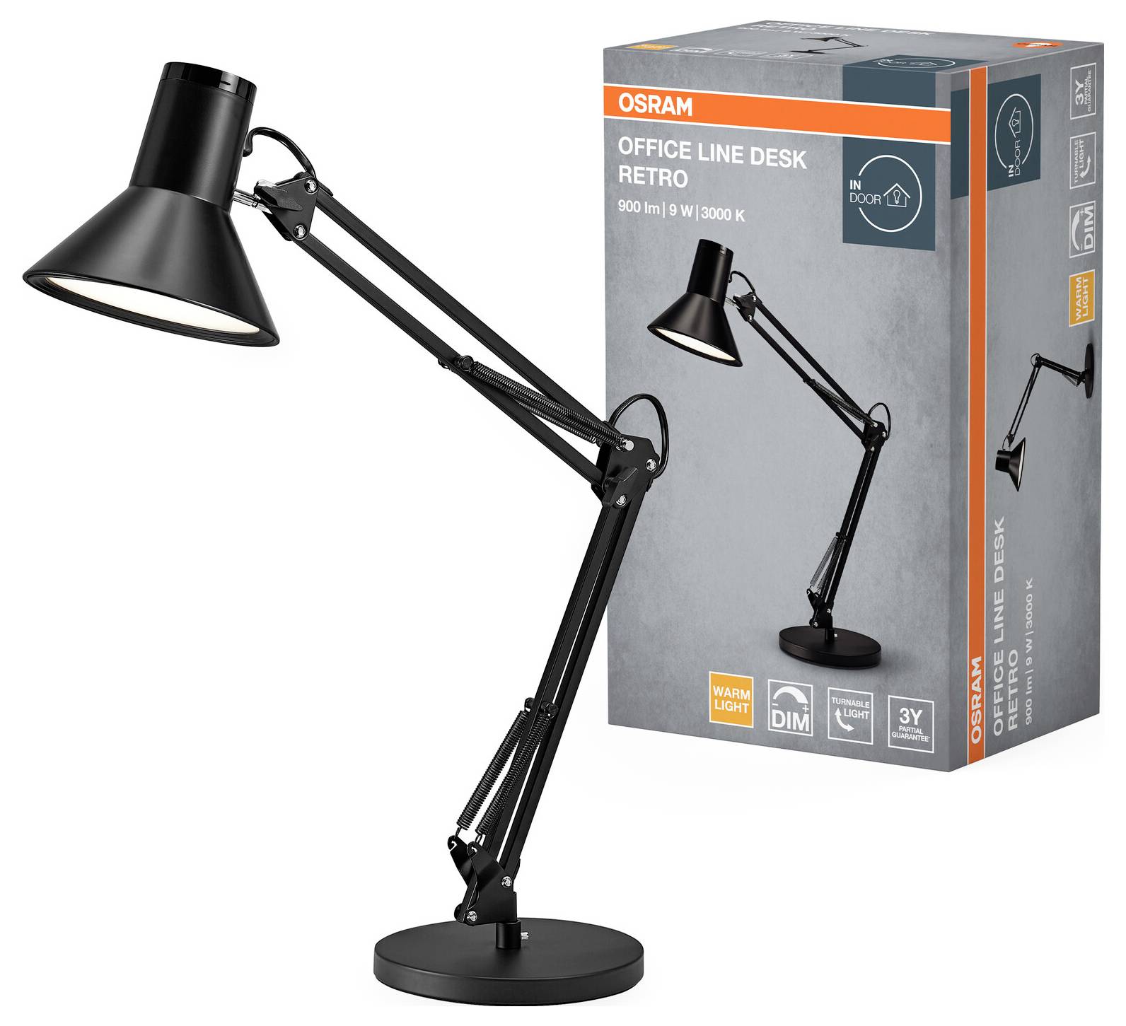 OSRAM HOMELIGHTING Office Line Desk Retro 9W 830 Dimmable Black 4099854463952 Schreibtischleuchte 9 W Schwarz-1