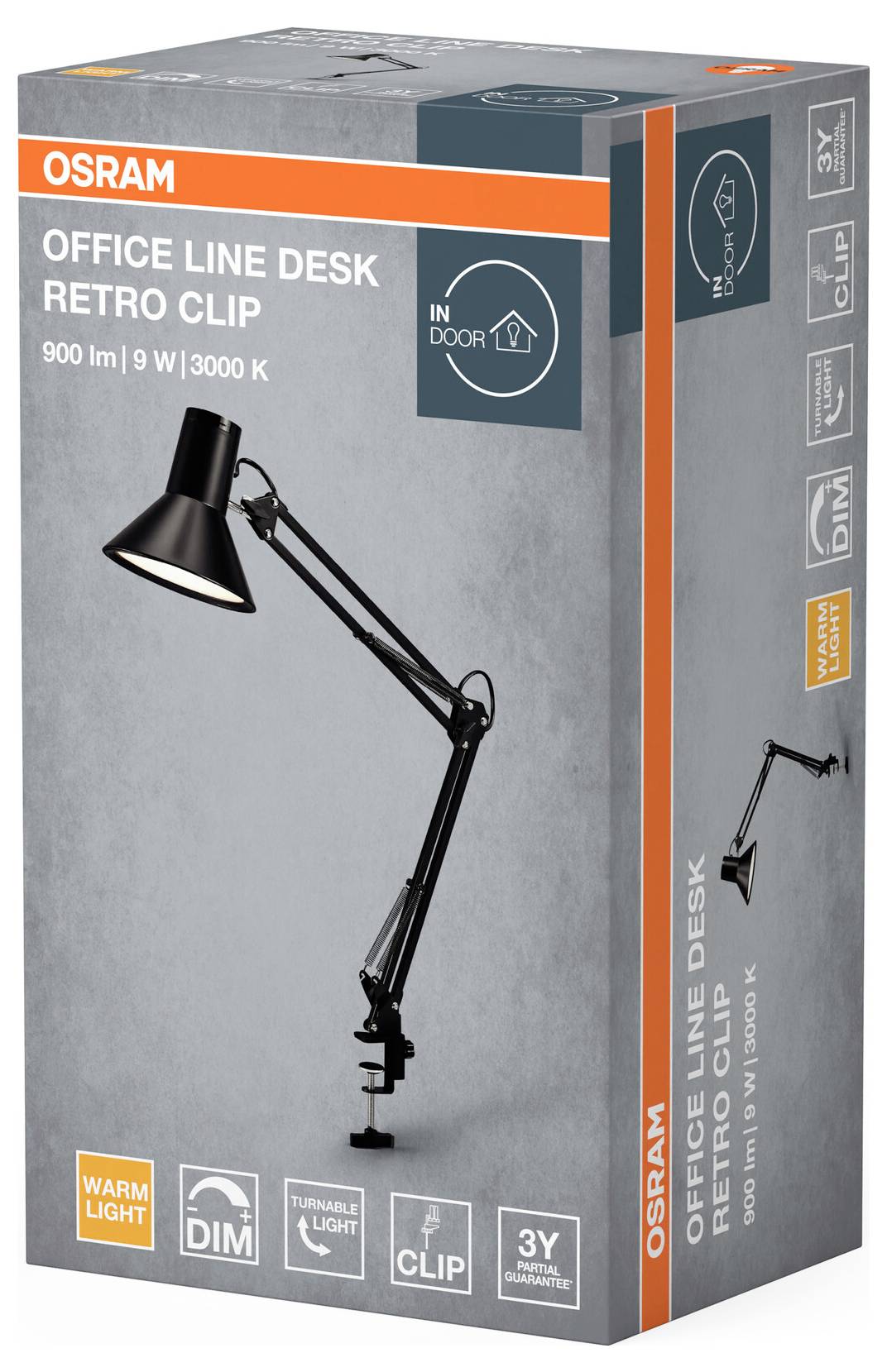 OSRAM HOMELIGHTING Office Line Desk Retro Clip 9W 830 Dimmable Black 4099854464034 Klemmleuchte 9 W Schwarz-2