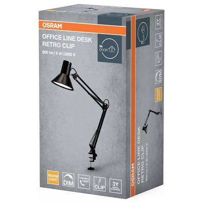 OSRAM HOMELIGHTING Office Line Desk Retro Clip 9W 830 Dimmable Black 4099854464034 Klemmleuchte 9 W Schwarz-2
