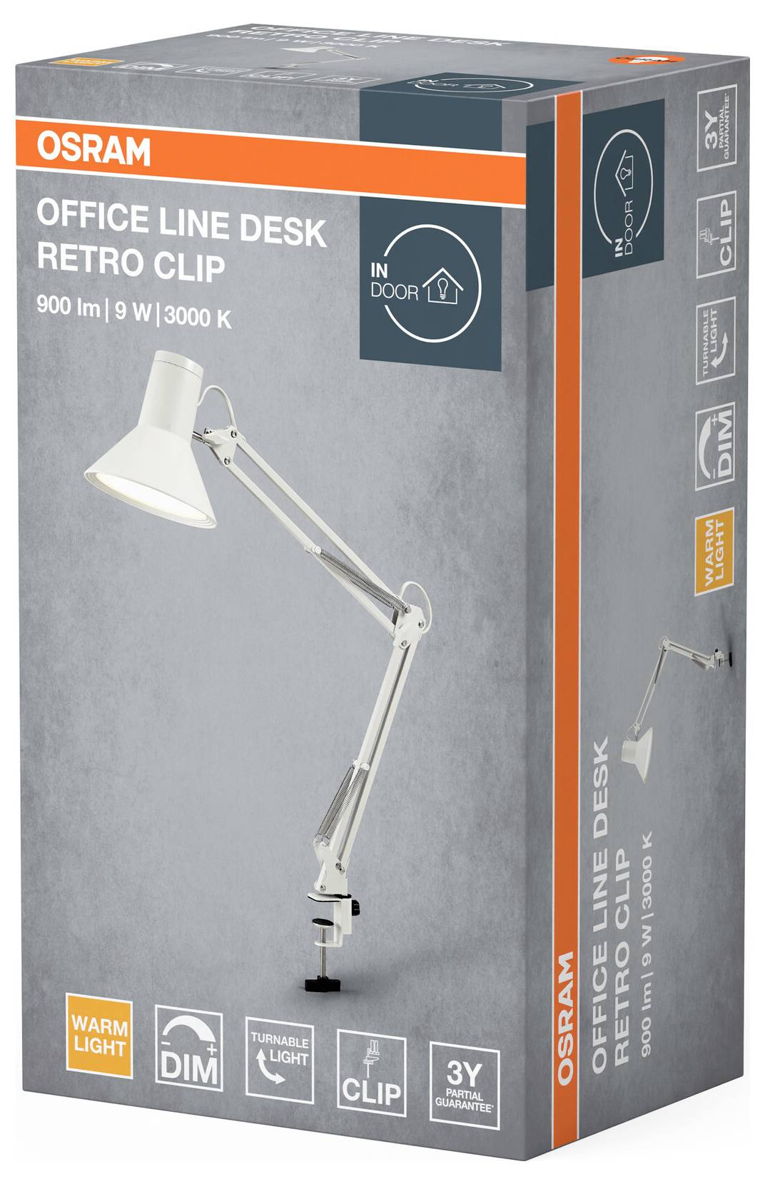 OSRAM HOMELIGHTING Office Line Desk Retro Clip 9W 830 Dimmable White 4099854464072 Klemmleuchte 9 W Weiß-2