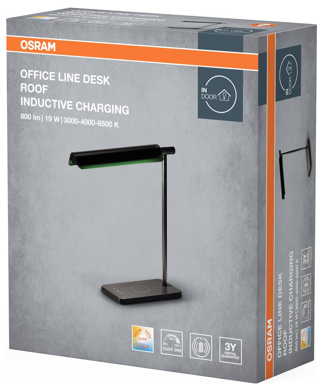OSRAM HOMELIGHTING Office Line Desk Roof Inductive Charging 19W CCT Dimmable Black 4099854464096 Schreibtischleuchte LED-2