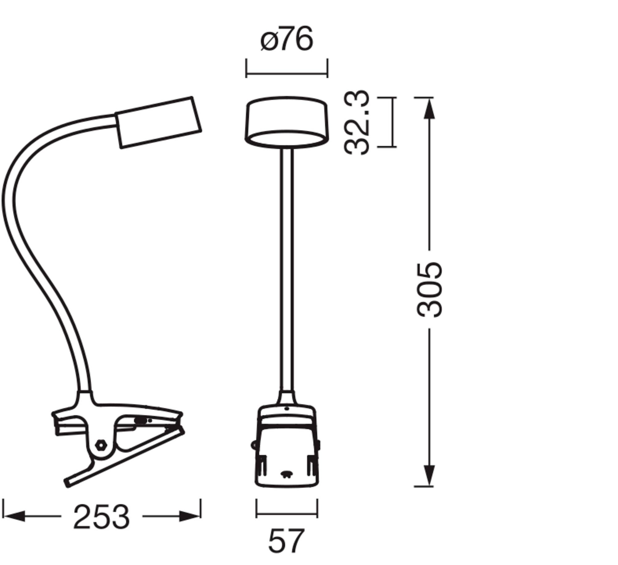 OSRAM HOMELIGHTING Office Line Desk Cylinder Clip 4.8W TW Dimmable Black 4099854464294 Schreibtischleuchte LED 4.8 W Sch-4
