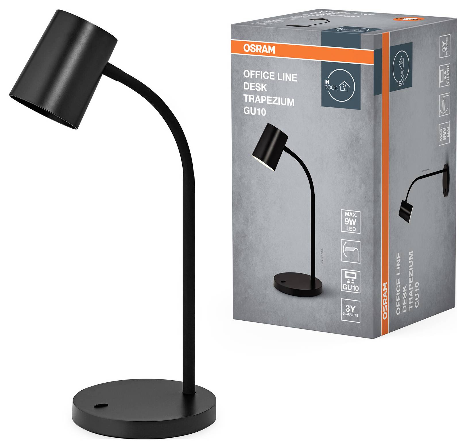 OSRAM HOMELIGHTING Office Line Desk Trapezium GU10 Black 4099854464331 Schreibtischleuchte GU10 Schwarz-1