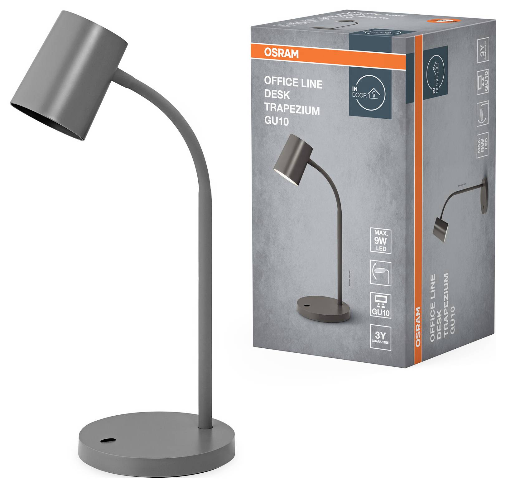 OSRAM HOMELIGHTING Office Line Desk Trapezium GU10 Grey 4099854464379 Schreibtischleuchte GU10 Grau-1