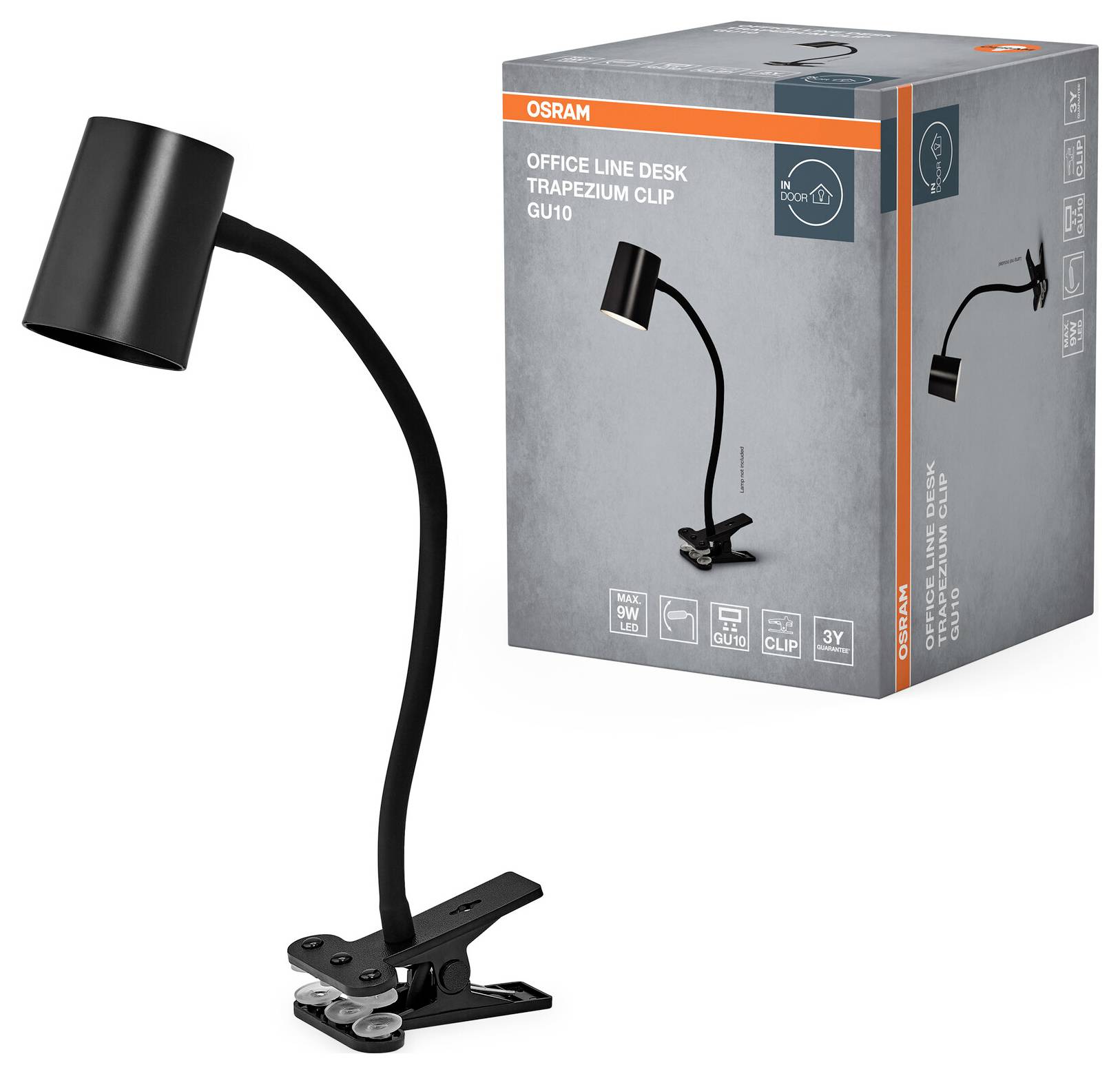 OSRAM HOMELIGHTING Office Line Desk Trapezium Clip GU10 Black 4099854464416 Klemmleuchte GU10 Schwarz-1