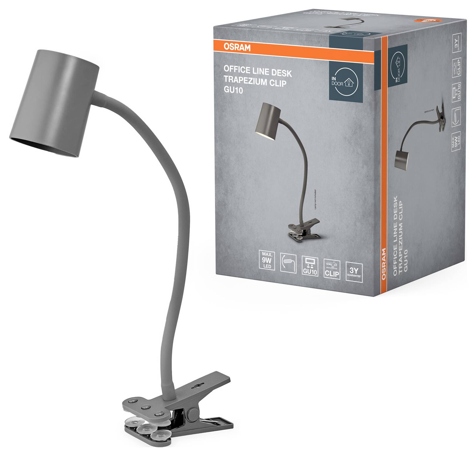 OSRAM HOMELIGHTING Office Line Desk Trapezium Clip GU10 Grey 4099854464454 Klemmleuchte GU10 Grau-1