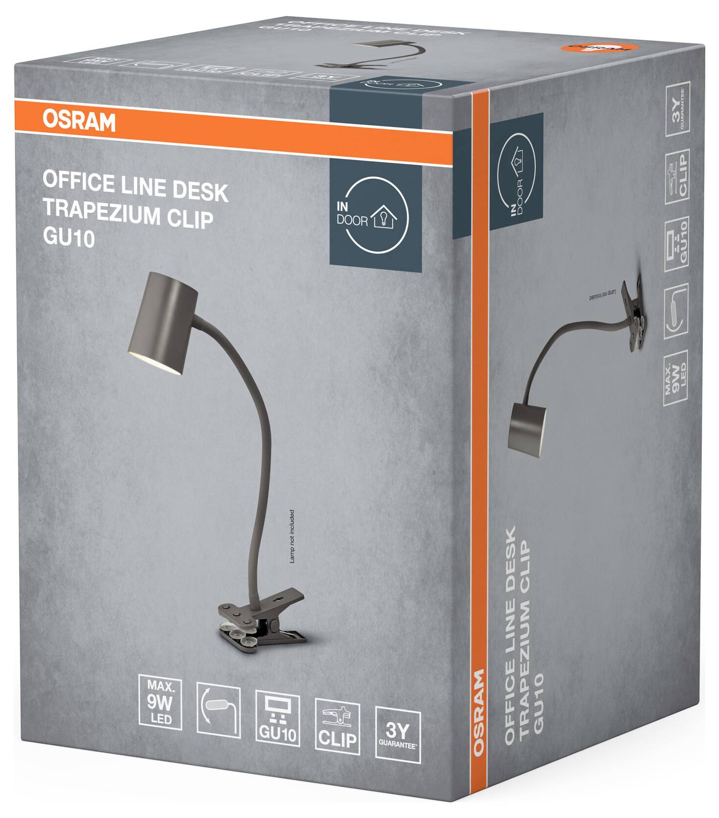 OSRAM HOMELIGHTING Office Line Desk Trapezium Clip GU10 Grey 4099854464454 Klemmleuchte GU10 Grau-2