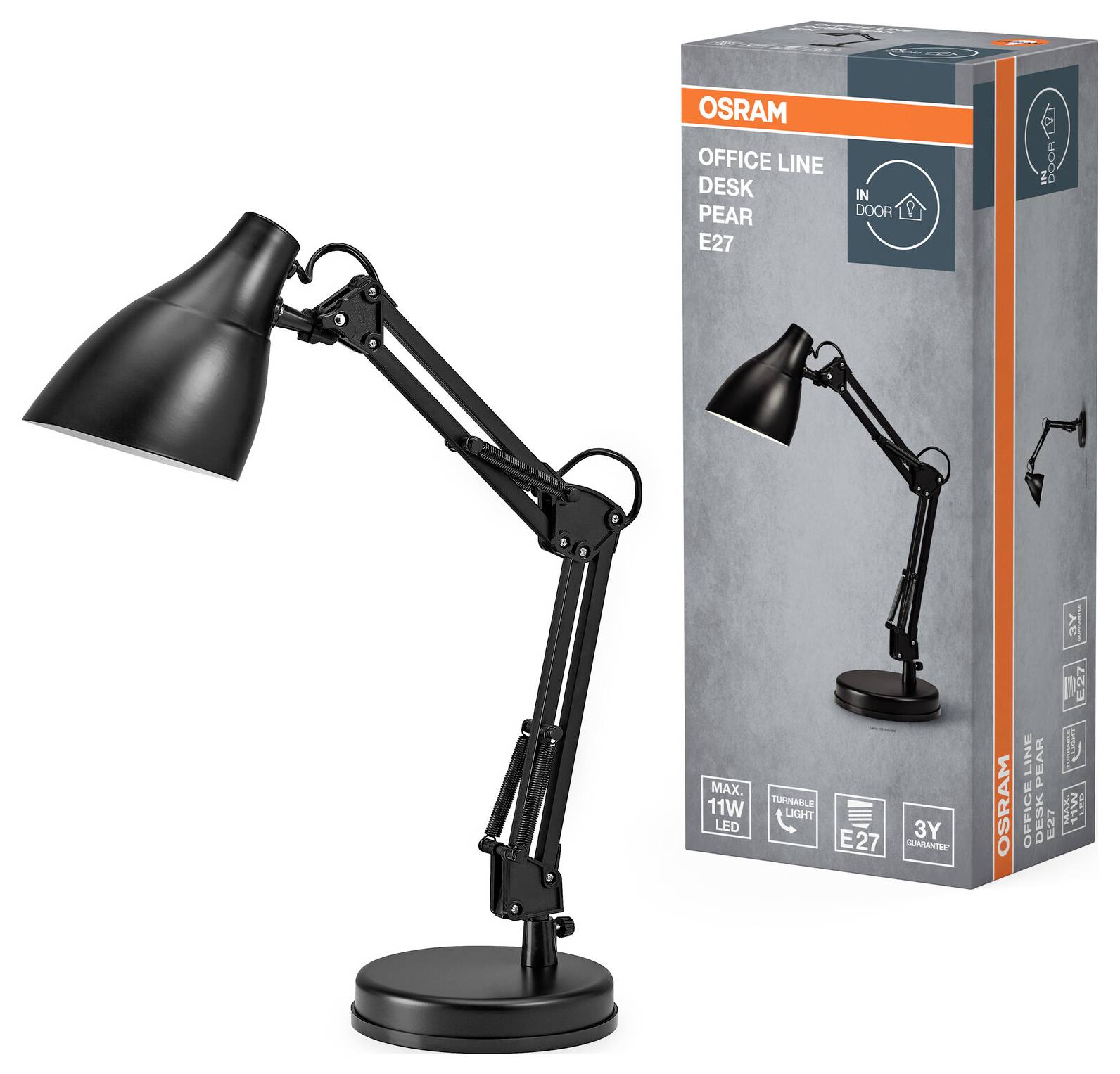 OSRAM HOMELIGHTING Office Line Desk Pear E27 Black 4099854464478 Schreibtischleuchte E27 Schwarz-1