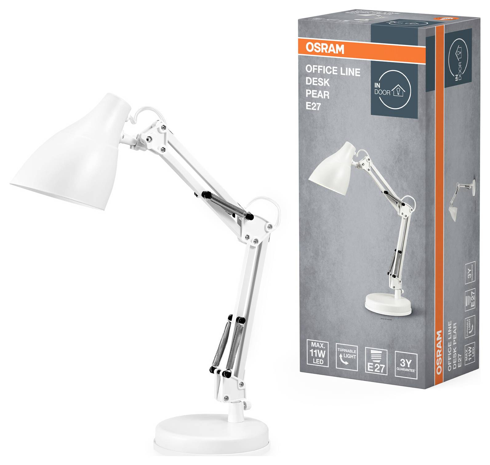 OSRAM HOMELIGHTING Office Line Desk Pear E27 White 4099854464492 Schreibtischleuchte E27 Weiß-1