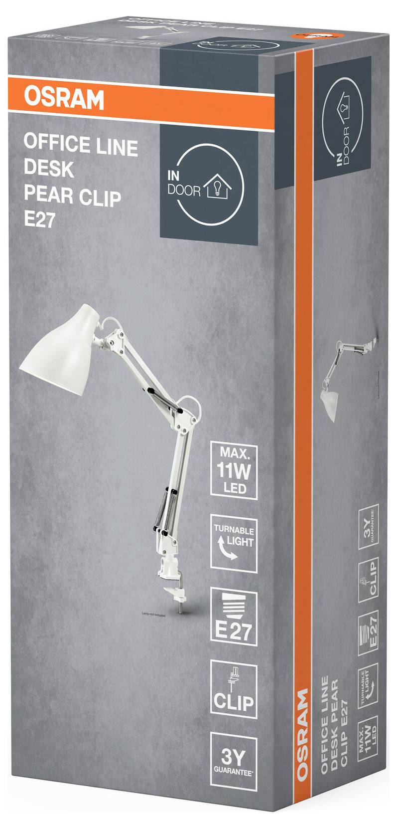 OSRAM HOMELIGHTING Office Line Desk Pear Clip E27 White 4099854464669 Klemmleuchte Weiß-2