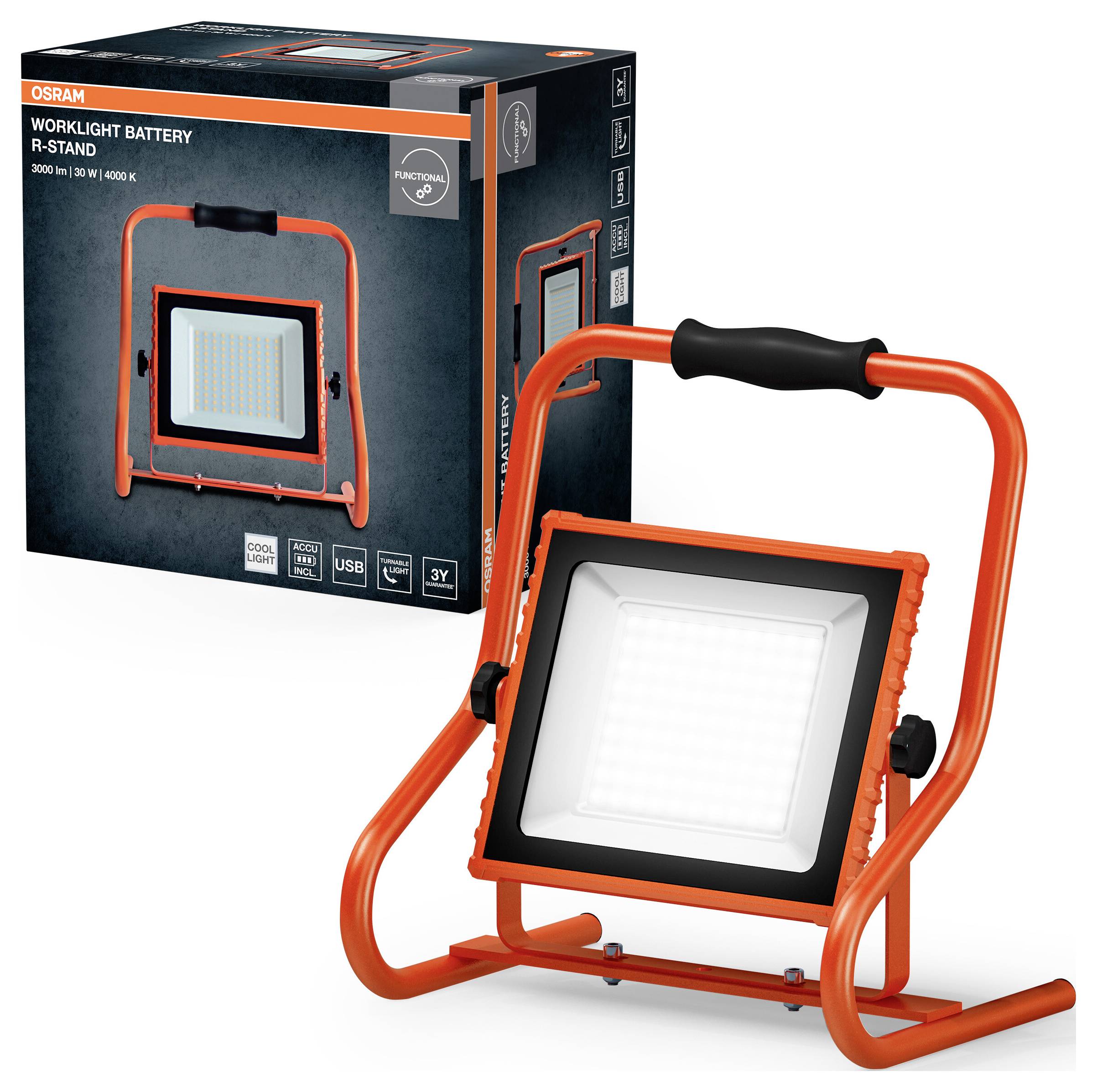 OSRAM HOMELIGHTING LED Worklight Battery R-Stand 30W 4000K LED-Akku-Strahler 30 W 4099854430336-1