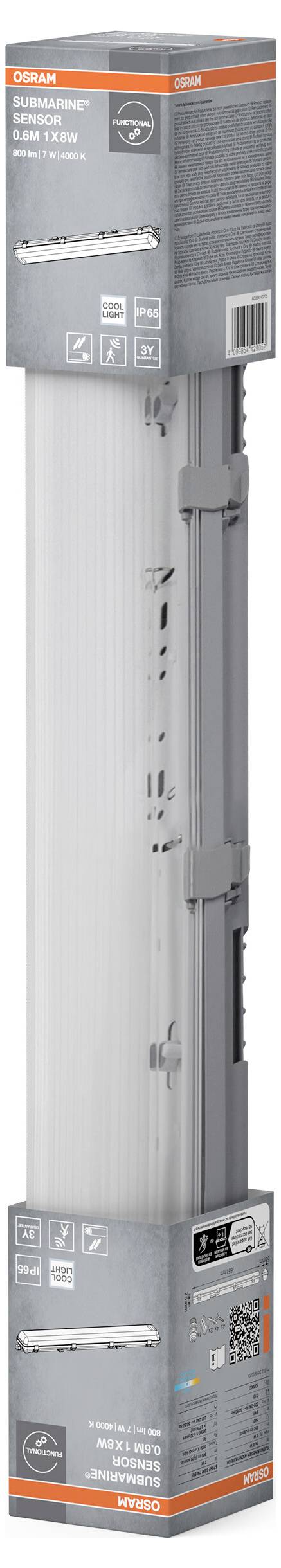 OSRAM HOMELIGHTING Submarine Sensor 60cm 8W 4000K LED-Feuchtraum-Wannenleuchte mit Bewegungsmelder-2