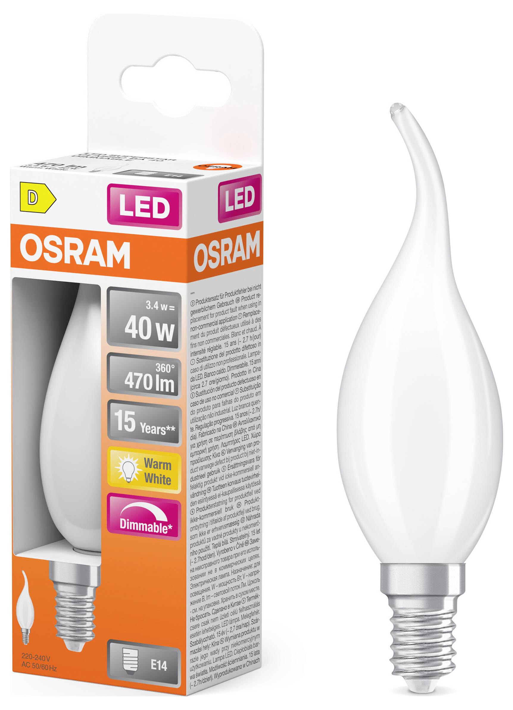OSRAM HOMELIGHTING 4099854443831 LED EEK D (A - G) E14 3.4 W Warmweiß (Ø x H) 35.00 mm x 35.00 mm 1 St.-1