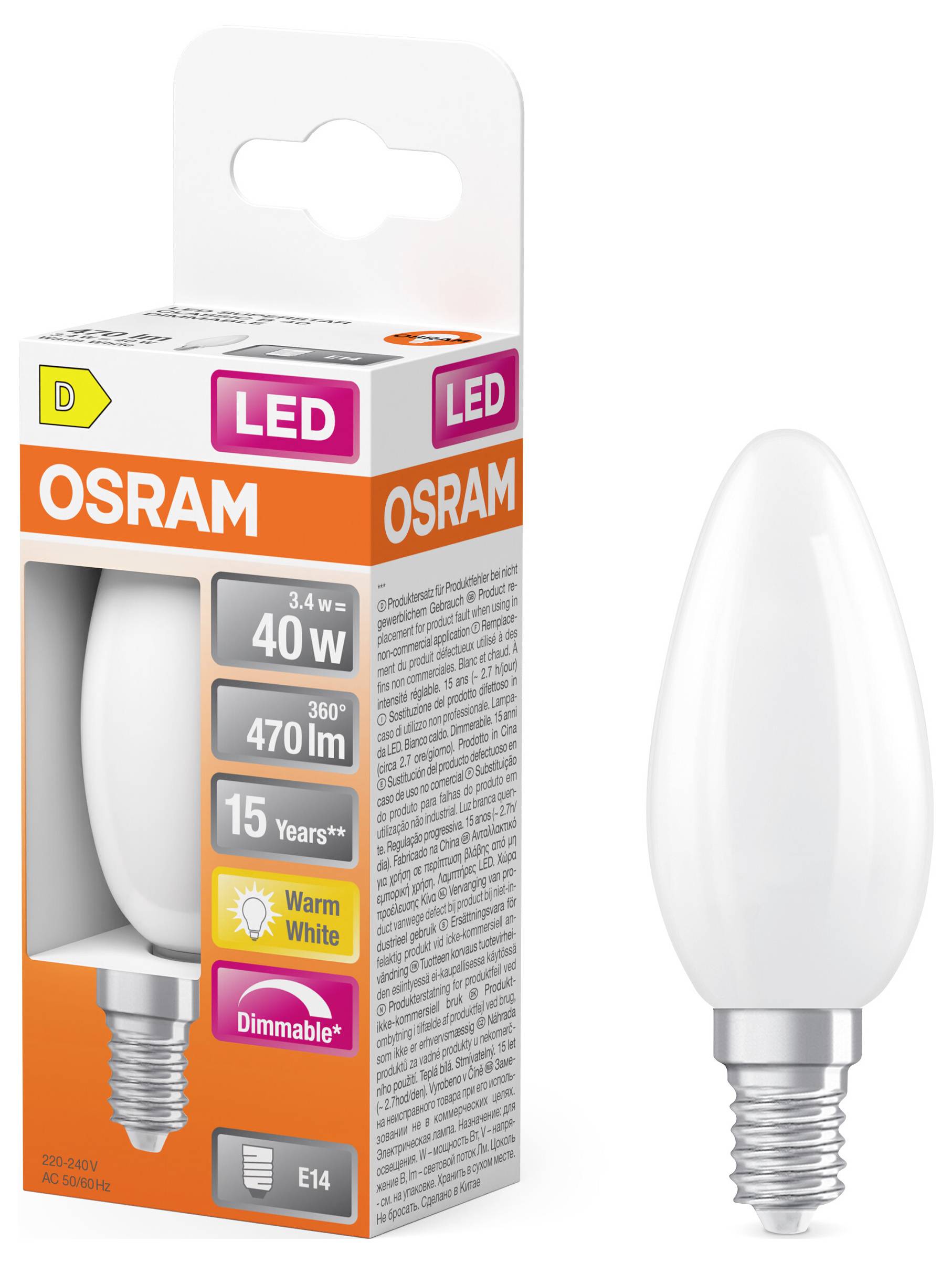 OSRAM HOMELIGHTING 4099854445736 LED EEK D (A - G) E14 3.4 W Warmweiß (Ø x H) 35.00 mm x 35.00 mm 1 St.-1