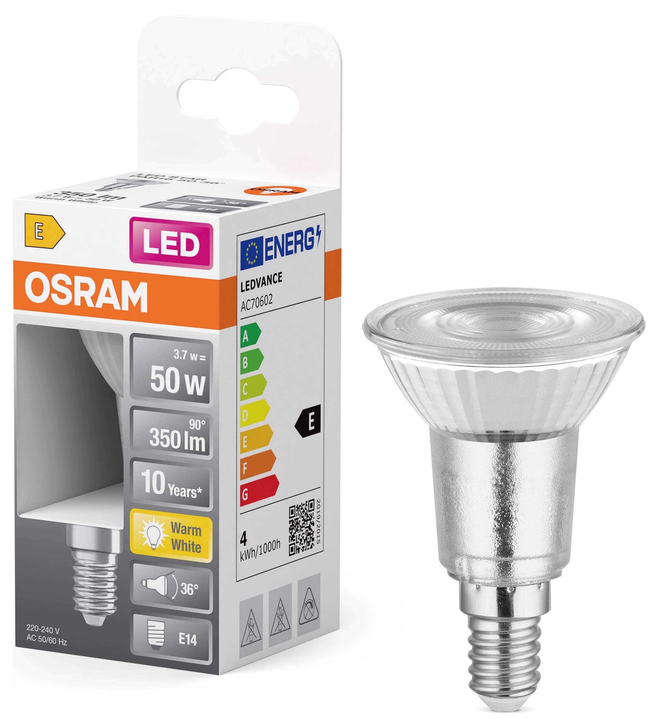 OSRAM HOMELIGHTING 4099854458705 LED-Reflektorlampe EEK E (A - G) E14 3.7 W Warmweiß (Ø x H) 50.00 mm x 50.00 mm 1 St.-1