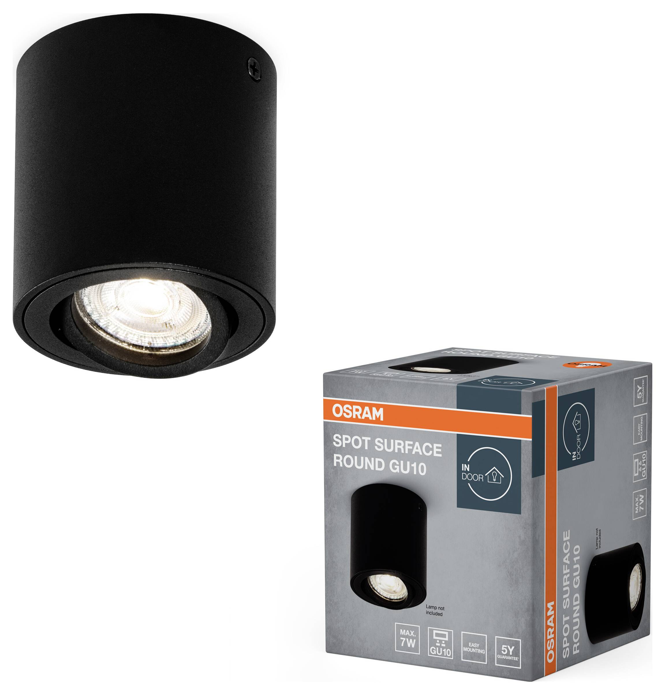 OSRAM HOMELIGHTING Spot Surface Round GU10 Black 4099854445965 LED-Außenwandleuchte LED GU10 Schwarz-1