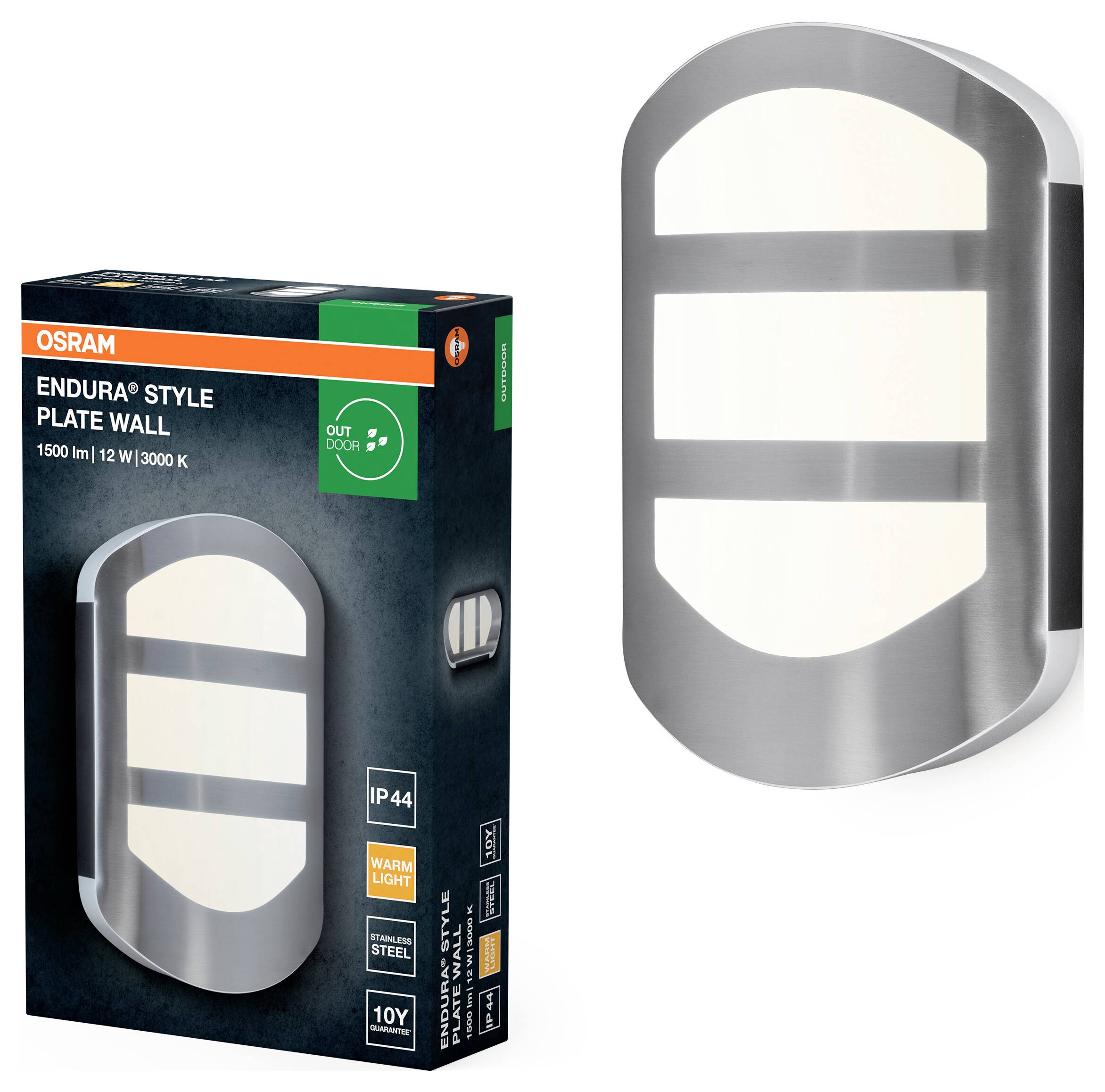 OSRAM HOMELIGHTING ENDURA Style Plate Wall 12W Stainless Steel 4099854461576 LED-Außenwandleuchte LED 12 W Dunkelgrau-1