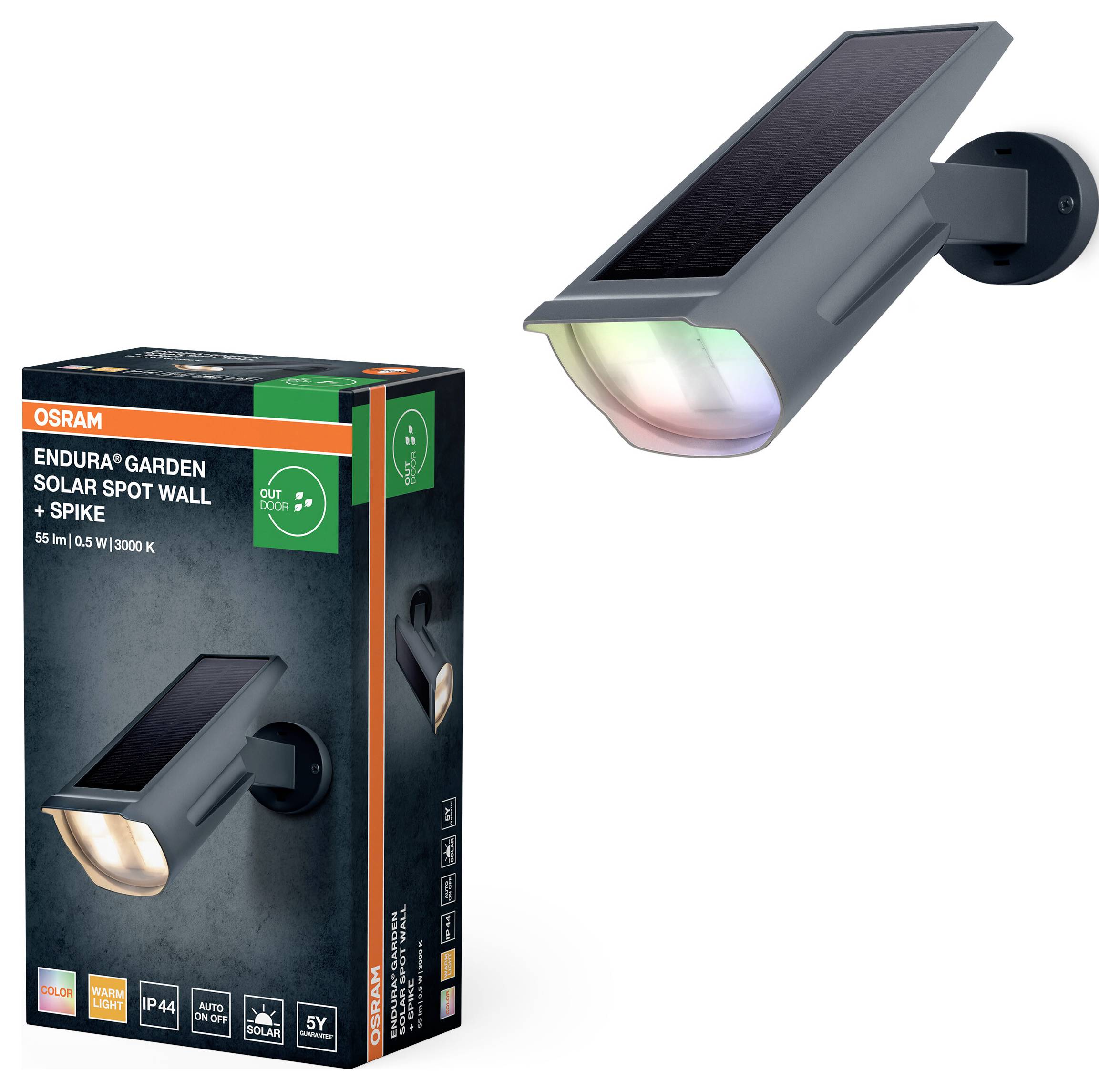 OSRAM HOMELIGHTING ENDURA Garden Solar Spot Wall + Spike RGB + W 4099854455636 LED-Außenwandleuchte LED-1