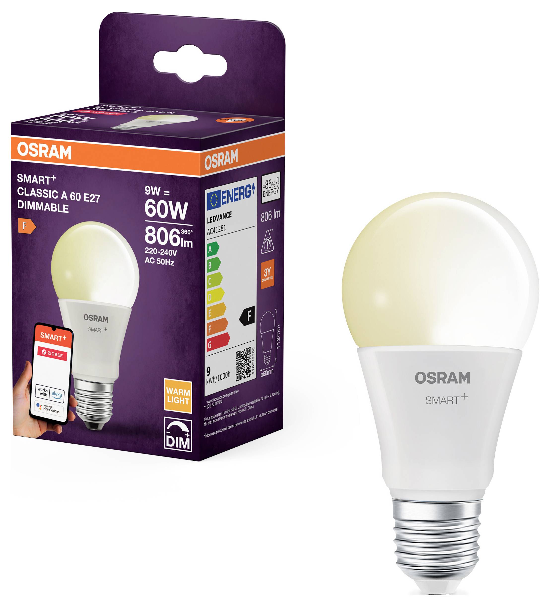 OSRAM HOMELIGHTING 4099854460319 LED EEK F (A - G) E27 9 W (Ø x H) 60.00 mm x 60.00 mm 1 St.-1