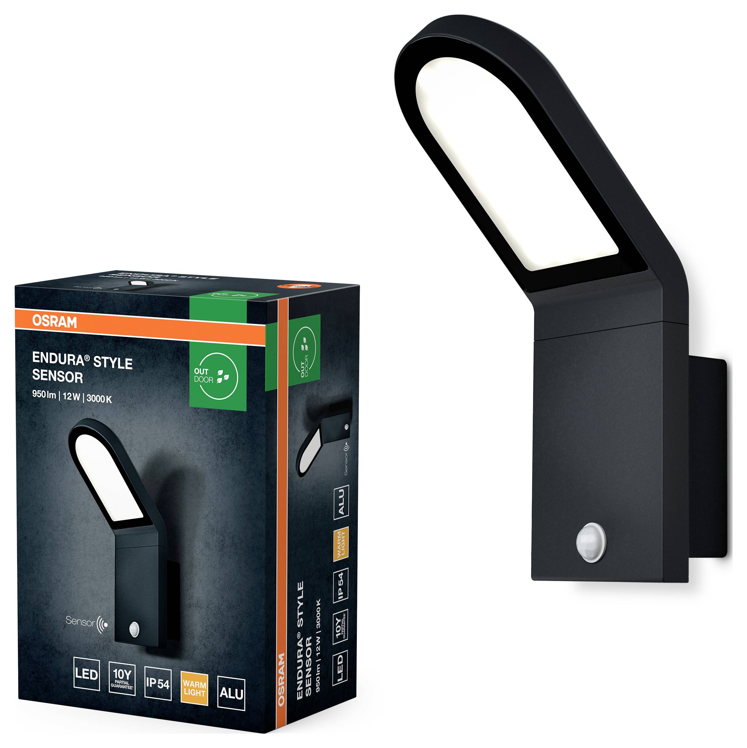 OSRAM HOMELIGHTING ENDURA Style Wall Sensor IP54 12W Dark Gray 4099854453939 LED-Außenwandleuchte LED-1