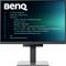 Ein Computermonitor, der JavaScript-Code auf einem dunklen Hintergrund zeigt, mit einem BenQ-Logo oben auf dem Bildschirm.
