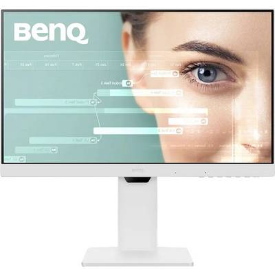 Ein Monitor, der BenQ-Branding zeigt und das Gesicht einer Frau auf dem Bildschirm mit Benutzeroberflächenelementen präsentiert, wobei visuelle Klarheit und Details hervorgehoben werden.