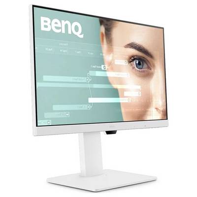 Ein BenQ-Monitor, der eine Nahaufnahme des Auges einer Frau mit einer Zeitleisten-Grafik verbindet.