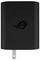 Ein schwarzes Wandladegerät mit einem Logo auf der Vorderseite, das einen einzelnen Steckerverbinder an der Unterseite aufweist.