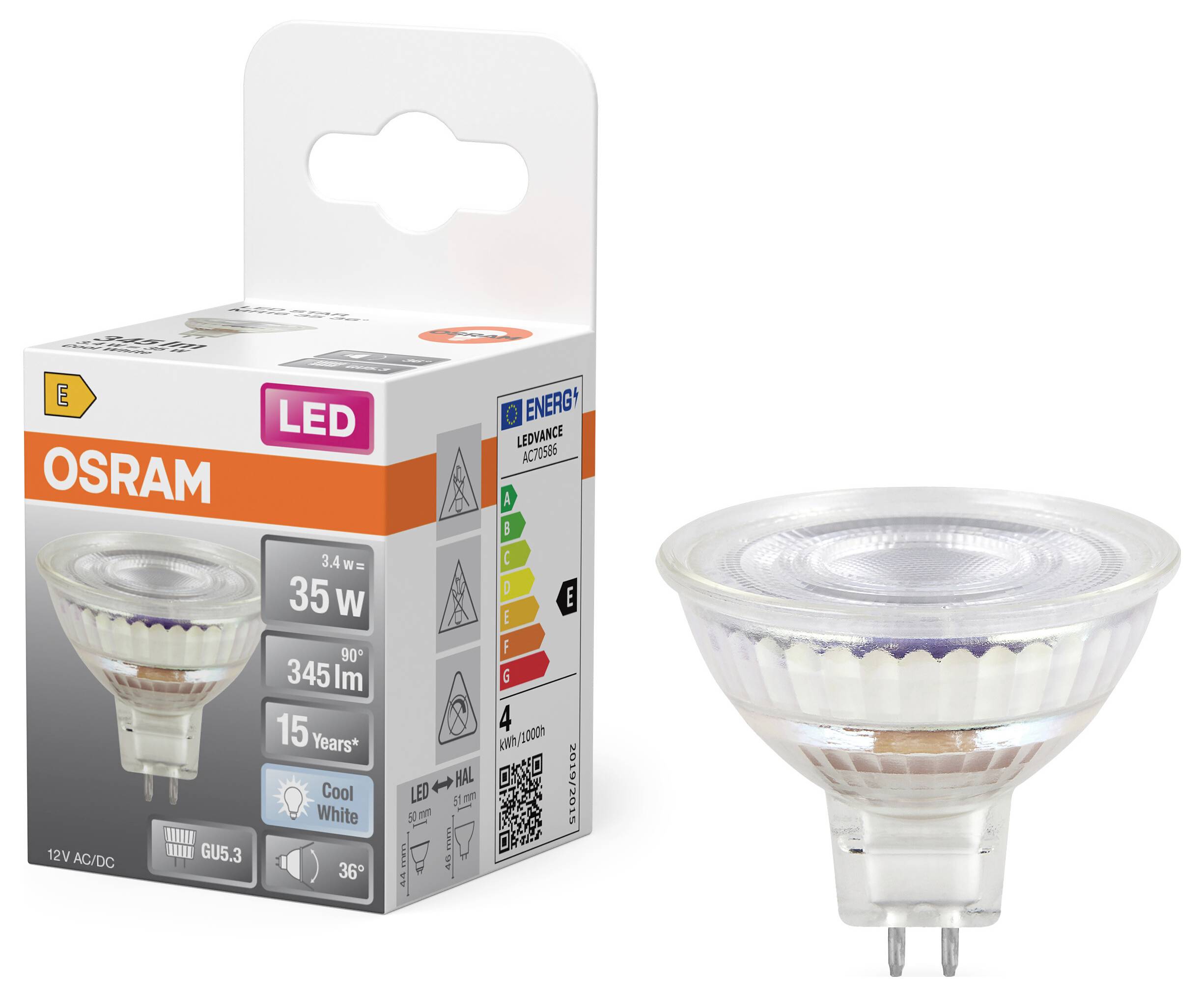 OSRAM HOMELIGHTING 4099854458309 LED-Reflektorlampe EEK E (A - G) GU5.3 3.4 W Kaltweiß (Ø x H) 50.00 mm x 50.00 mm 1 St.-1