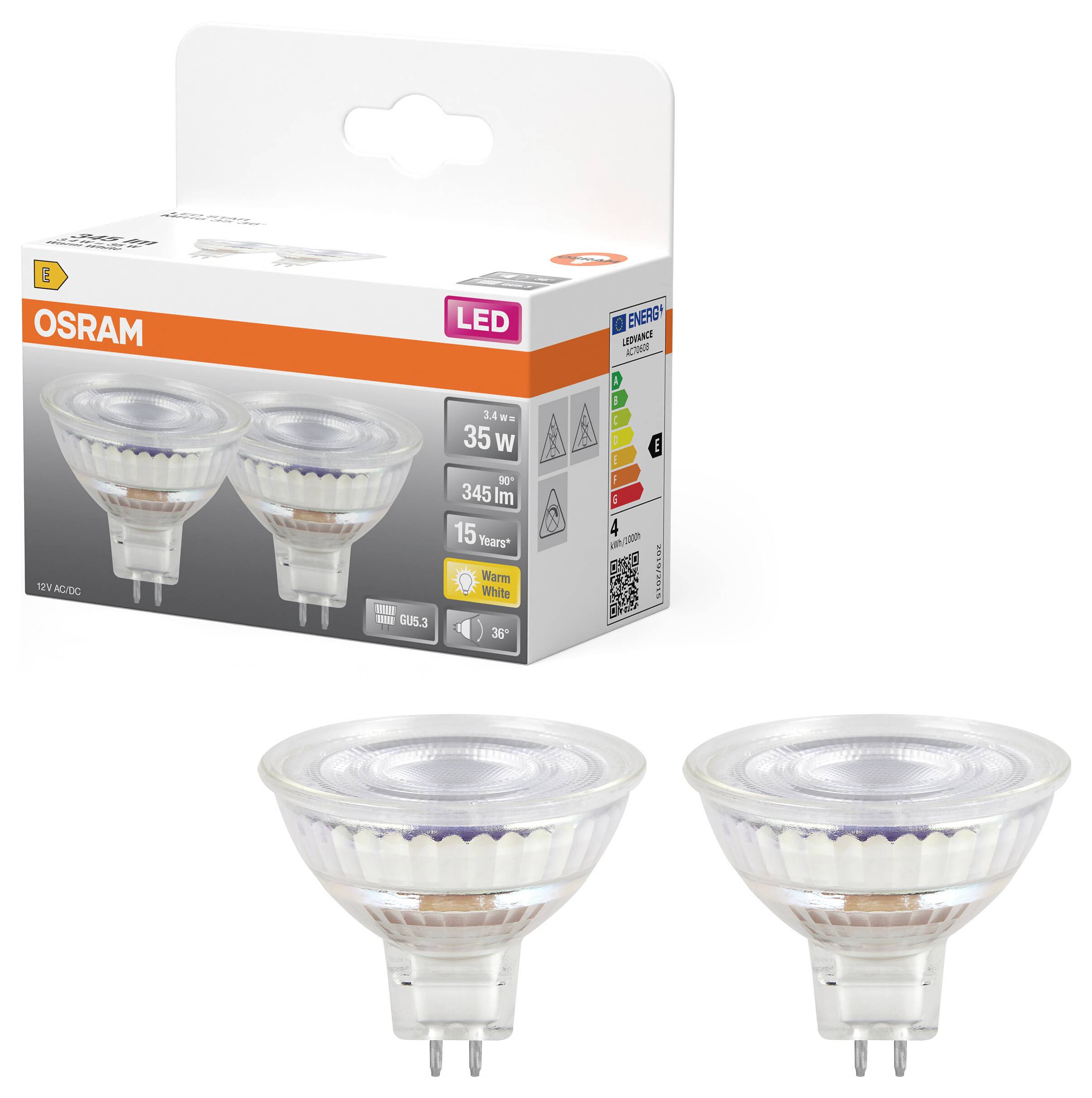 OSRAM HOMELIGHTING 4099854459658 LED-Reflektorlampe EEK E (A - G) GU5.3 Reflektor 3.4 W Warmweiß (Ø x H) 50.00 mm x 50.0-1